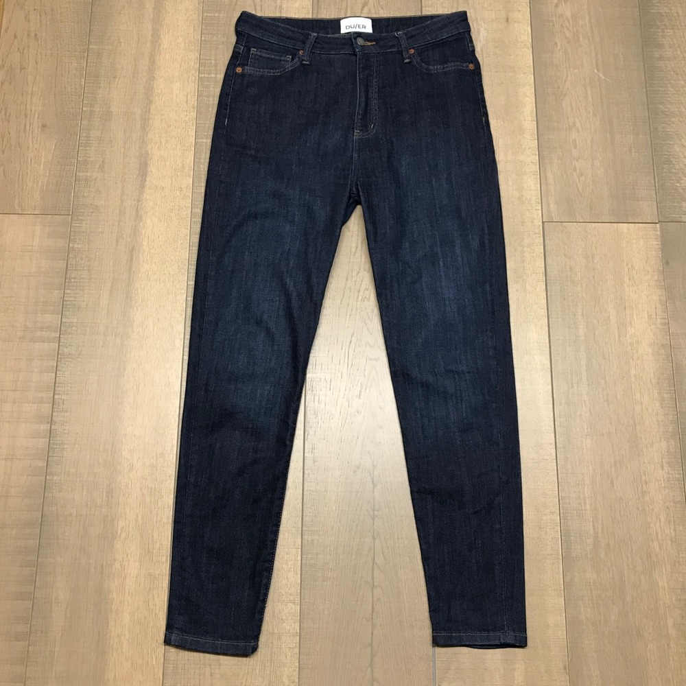 DU/ER Jeans Womens 30 X 28 Dark Blue Skinny Coolmax Performance Denim High Rise